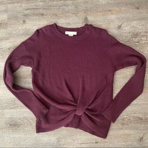 Lovestitch Elsie waffle knit twist sweater burgundy - sz M